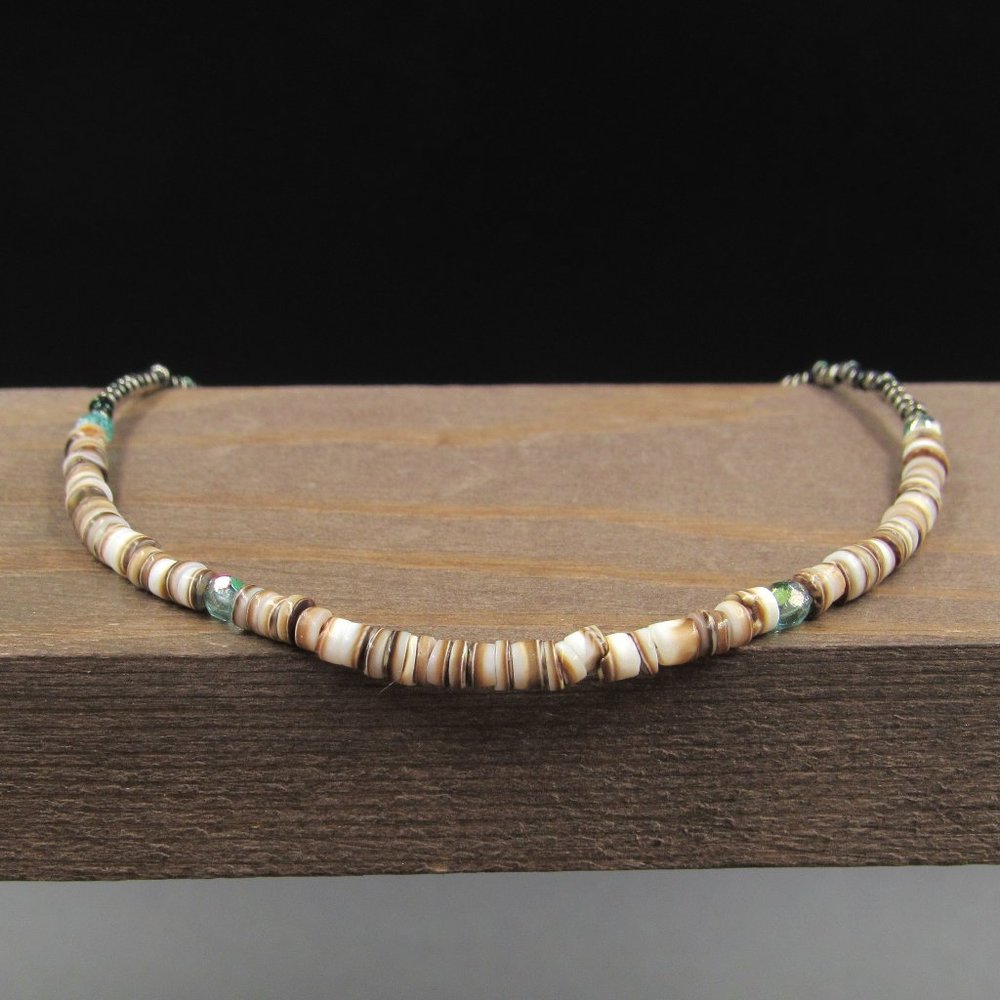 9" Sterling Silver Shell & Bead Beach Ankle Bracelet Vintage